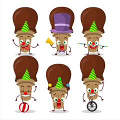 Cartoon character of ice cream chocolate with various circus shows