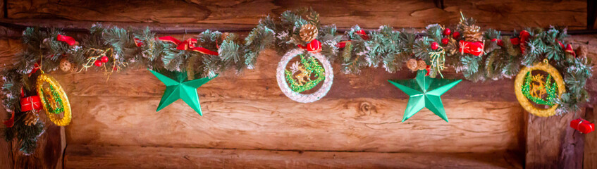 Obraz na płótnie Canvas Merry Christmas greeting on wooden background
