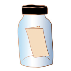手紙の入った瓶のイラスト（茶ライン）