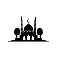 Mosque icon logo vector design. Silhouette mosque on white isolated background