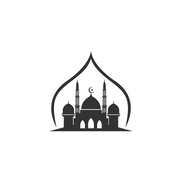 Mosque icon logo vector design. Silhouette mosque on white isolated background