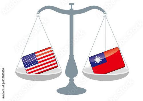 天秤と国旗 アメリカと台湾の国旗 国家対立 国家紛争 国際司法 貿易のイメージイラスト Wall Mural Globeds 天秤と国旗 アメリカと台湾の国旗 国家対立 国家紛争 国際司法 貿易のイメージイラスト Wall Mural Globeds