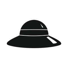Vector female hat black simple icon isolated on white