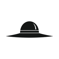 Vector beach hat black simple icon isolated on white