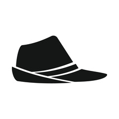 Vector hunter hat black simple icon isolated on white