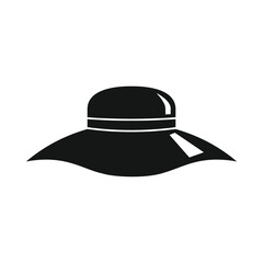 Vector summer hat black simple icon isolated on white