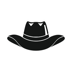 Vector cowboy hat black simple icon isolated on white