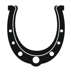 Vector iron horseshoe black simple icon isolated on white background