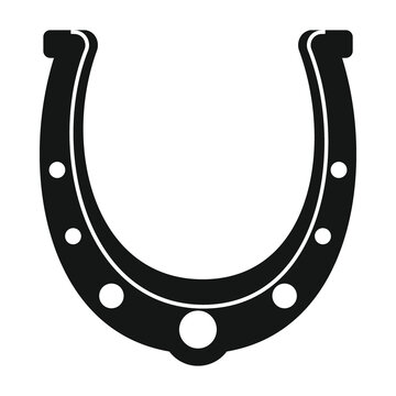 recommend clip art: Vector iron horseshoe black simple icon isolated on white background
