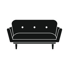 Vector comfortable sofa black simple icon isolated