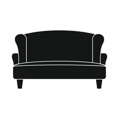 Vector salon sofa black simple icon isolated