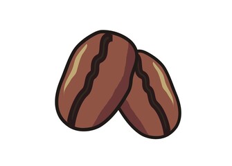 Coffee bean. Simple flat illustration with black outline.