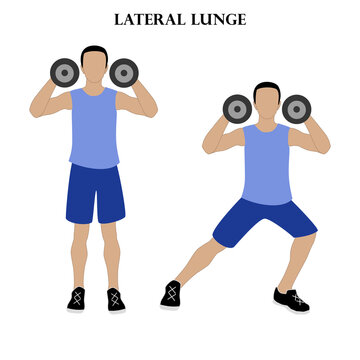 Lateral lunge exercise strength workout vector illustration