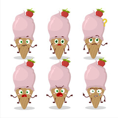 Cartoon character of ice cream strawberry with what expression