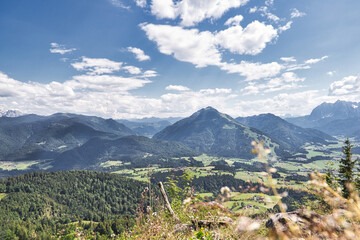 Panorama mountain view during a hiking trail to Taubenseehütte, Reit im Winkl, upper bavaria
