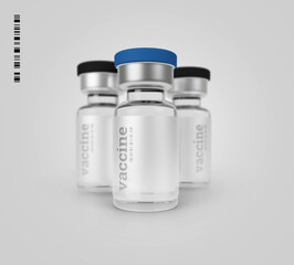 3d rendering medical infographic with glass bottle of vaccine, icon