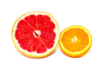 Isolated on white background lemon, orange and grapefruit