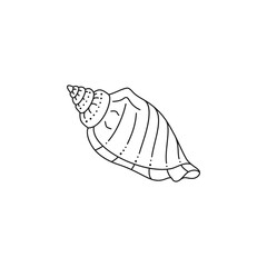 Seashell Icon in a Trendy Minimal Linear Style. Vector Illustration of a Seashell for Website, T-Shirt Print, Tattoo