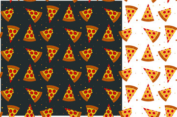 Pattern pizza vector. slice pepperoni pizza.