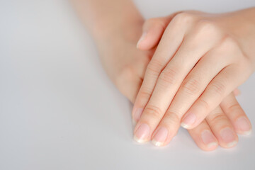 Close-Up fingernail of women, Concept of health care of the fingernail. - obrazy, fototapety, plakaty