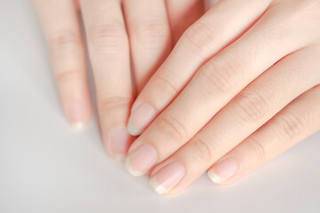 Close-Up fingernail of women, Concept of health care of the fingernail.