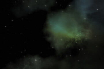 Obraz premium Star field in galaxy space with colorful nebula. Sci fi background of deep space. Ethereal wallpaper.