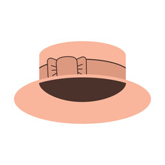Elegant women's felt hat. A felt hat with a narrow brim.Women's headdress.Vector illustration in a flat cartoon 