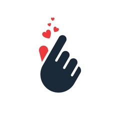 Korean Finger Heart Symbol Flat Design