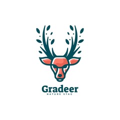 Vector Logo Illustration Deer Color Mascot Style.