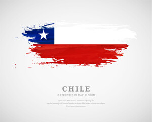 Happy independence day of Chile with artistic watercolor country flag background