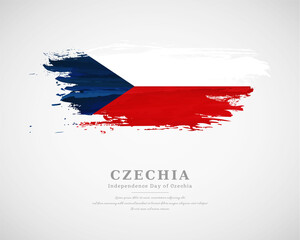 Happy independence day of Czechia with artistic watercolor country flag background