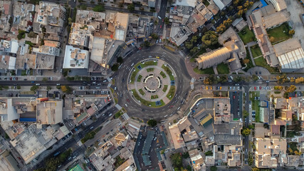 Fototapeta premium The Gutierrez oval seen from a drone, very crowded place located in the district of Miraflores in