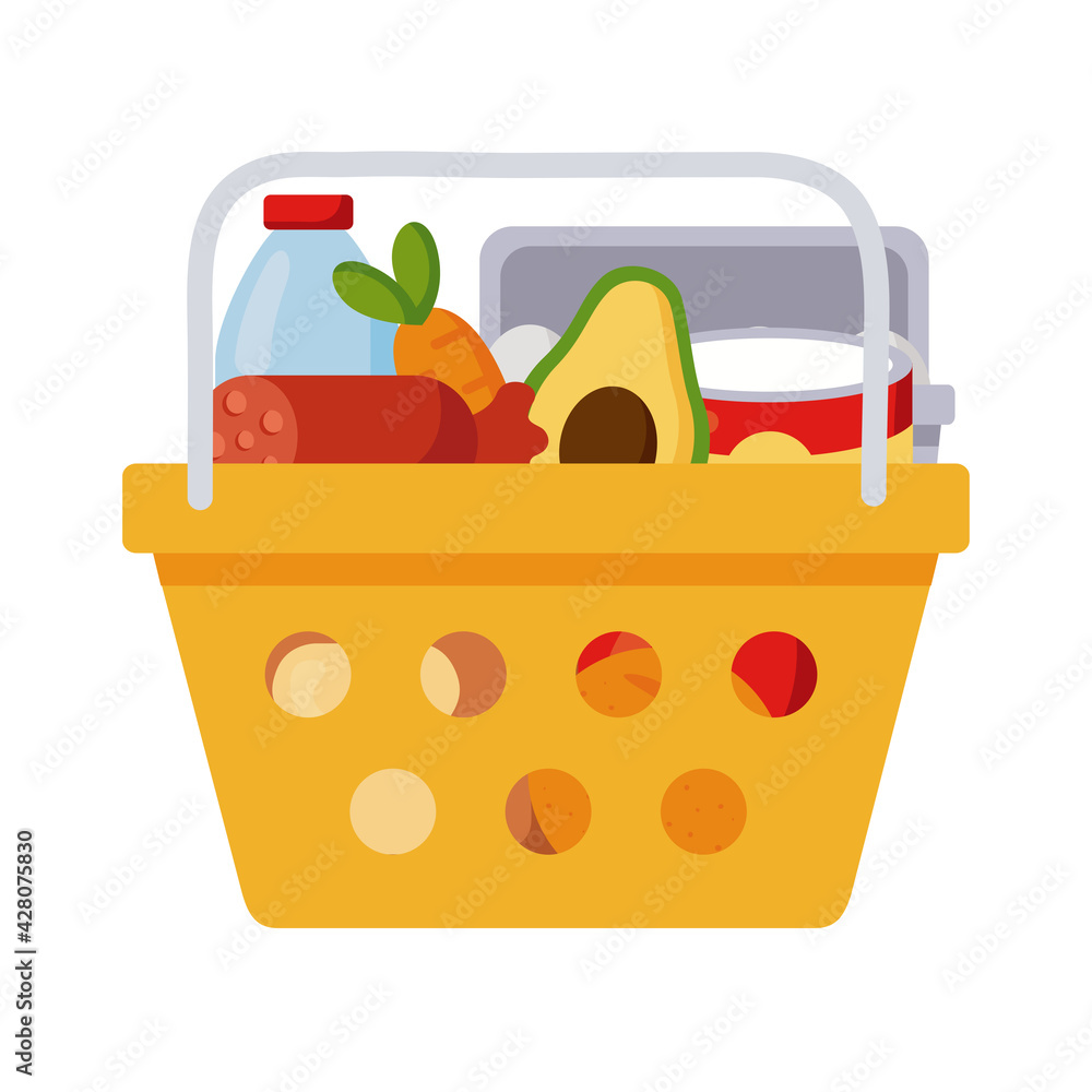 Wall mural groceries in shopping basket