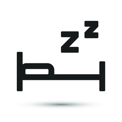 Sleeping bed icon vector element for trendy design. Simple night dreams pictogram for mobile concept and web apps. Vector line furniture icon isolated on a white background.