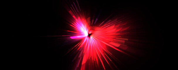 Futuristic lens flare. Light explosion star with glowing particles and lines. Beautiful abstract rays background.