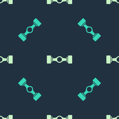 Green and beige Chassis car icon isolated seamless pattern on blue background. Vector