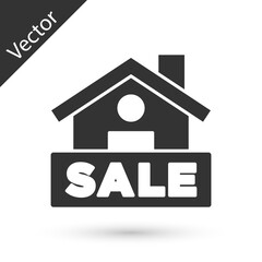 Grey Hanging sign with text Sale icon isolated on white background. Signboard with text Sale. Vector