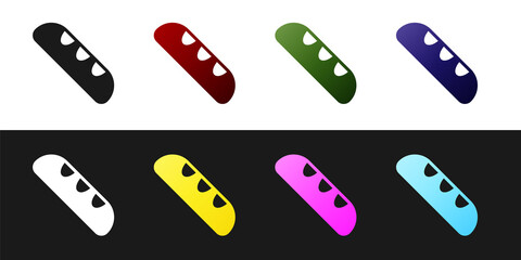 Set French baguette bread icon isolated on black and white background. Vector