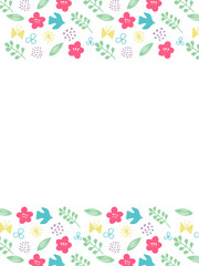 春色お花と鳥のシンプルモチーフフレーム