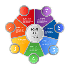 Infografic design. Seven steps. Process chart. Template for presentation.