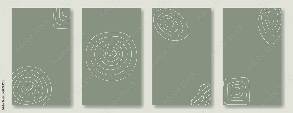 Poster set of vertical abstract backgrounds for social media and posting. circles and squares from lines dr