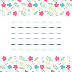 春色お花と鳥のシンプルモチーフお手紙