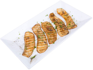 King oyster mushroom or King mushroom skewers with white background.