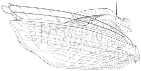 Fototapeta na wymiar Luxury Yacht. EPS10 format. Wire-frame Vector created of 3d.