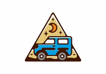 Colorful triangle badge of offroad car