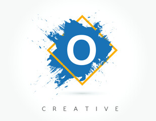 Watercolor pastel brush O letter logo design.
