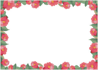 椿の花　イラスト