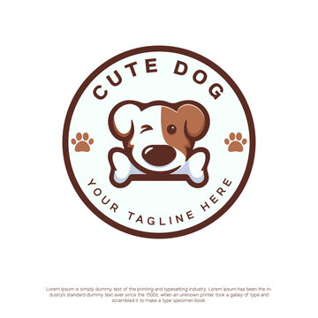 cute dog logo with kawaii style