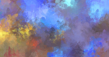 Abstract background of colorful brush strokes. Brushed vibrant wallpaper. Painted artistic creation. Unique and creative illustration.