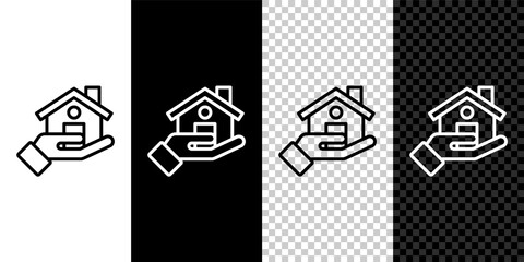Set line Realtor icon isolated on black and white, transparent background. Buying house. Vector